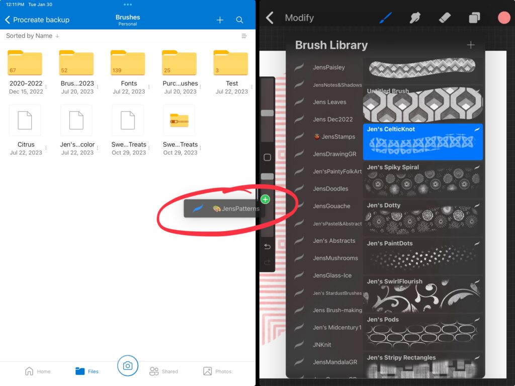 backing up procreate brushes