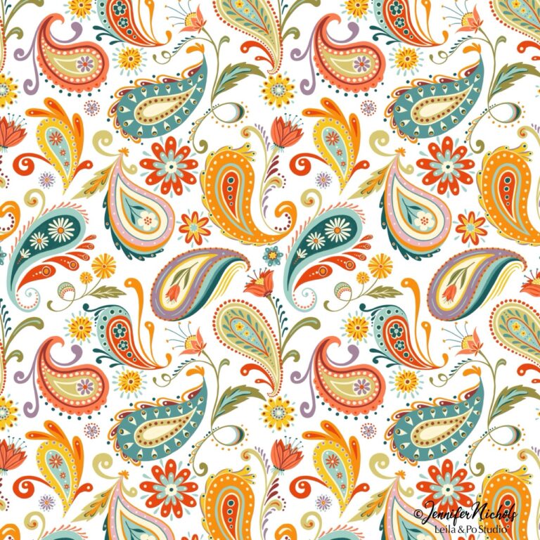 colorful paisley on white