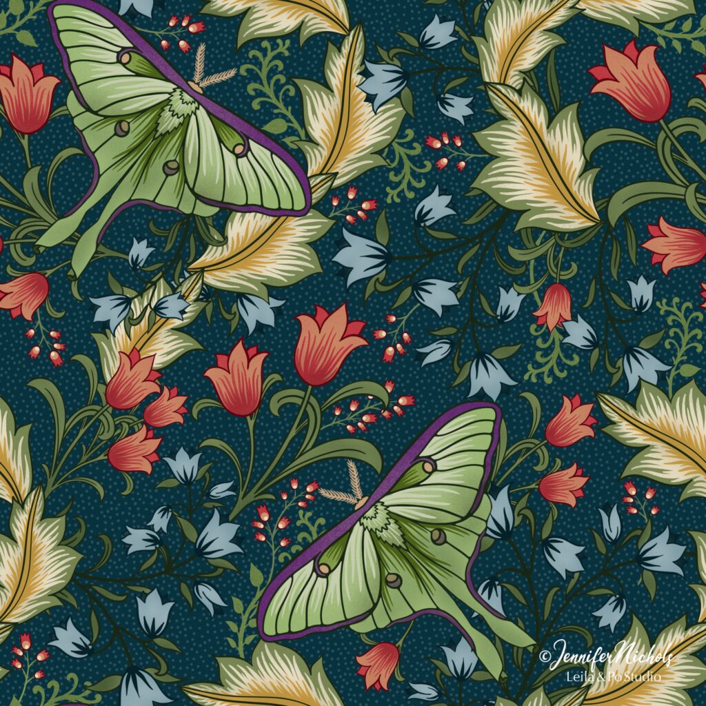 luna moth art nouveau