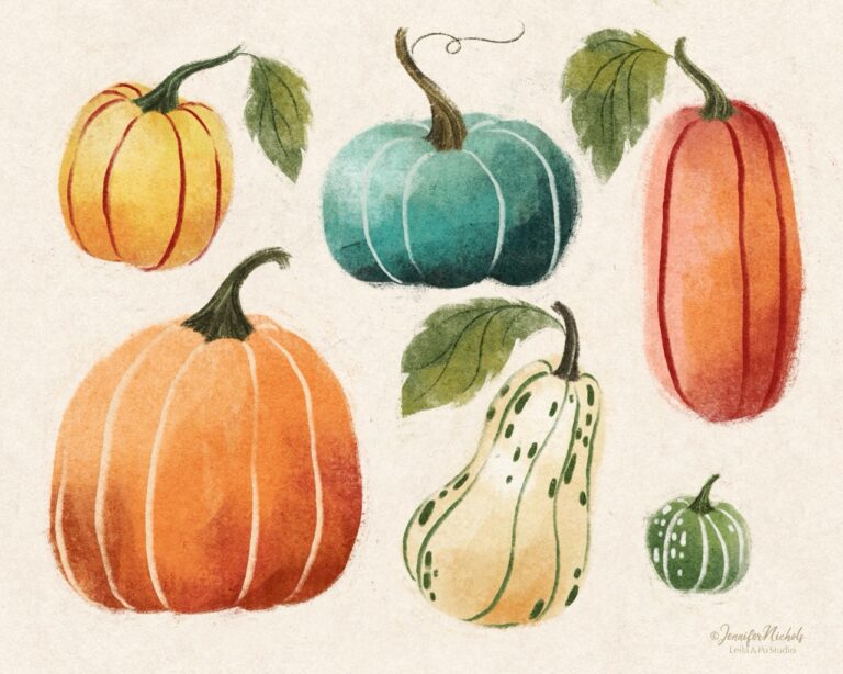 soft pastels in procreate pumpkin gourds