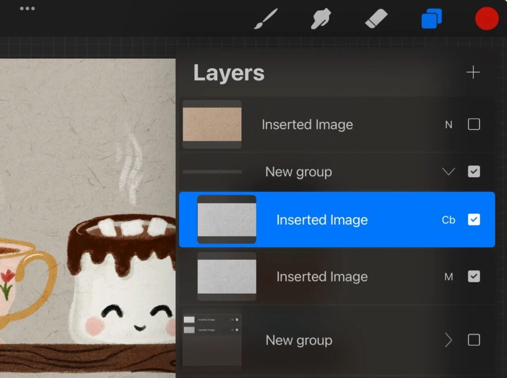 adding texture layers in procreate