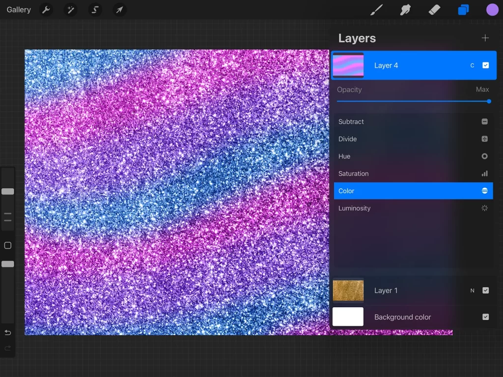 Wavy colors of glitter