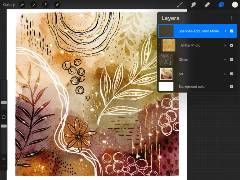 Adding glitter to abstract art