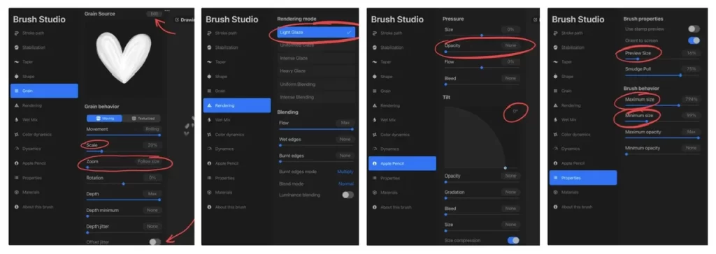 Procreate brush studio settings