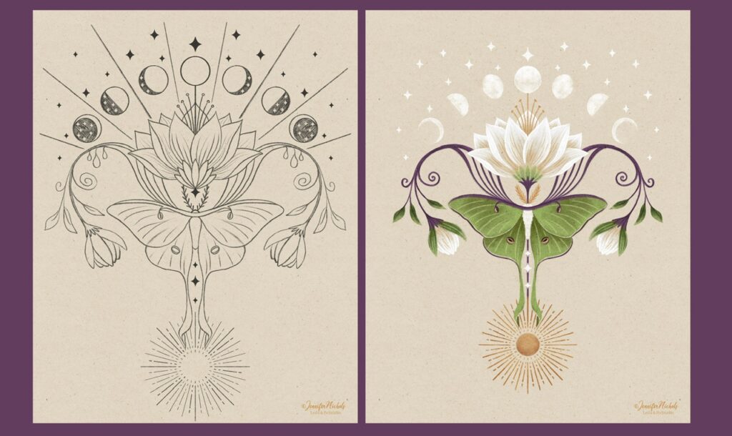 luna moth uterus art in procreatestamp brushes in procreate
