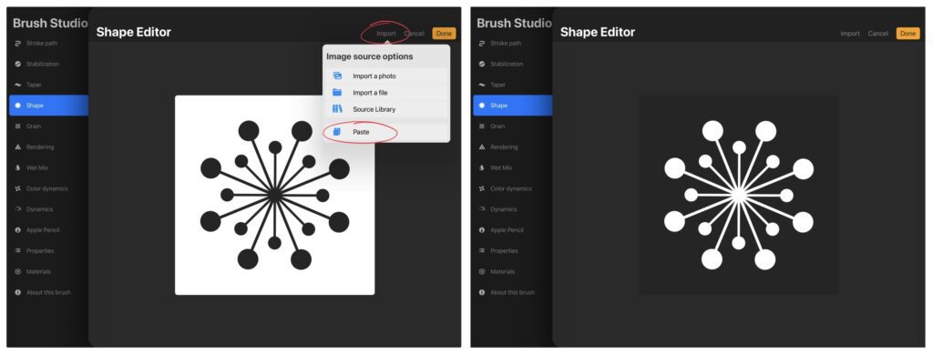Paste shape procreate stamp brush