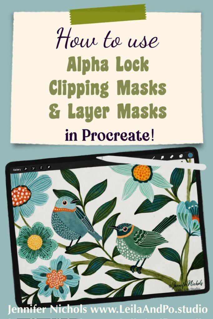 Pinterest pin with post-it and washi tape in procreate