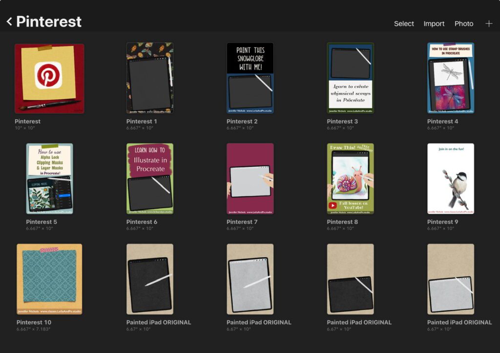 Pinterest pins in procreate