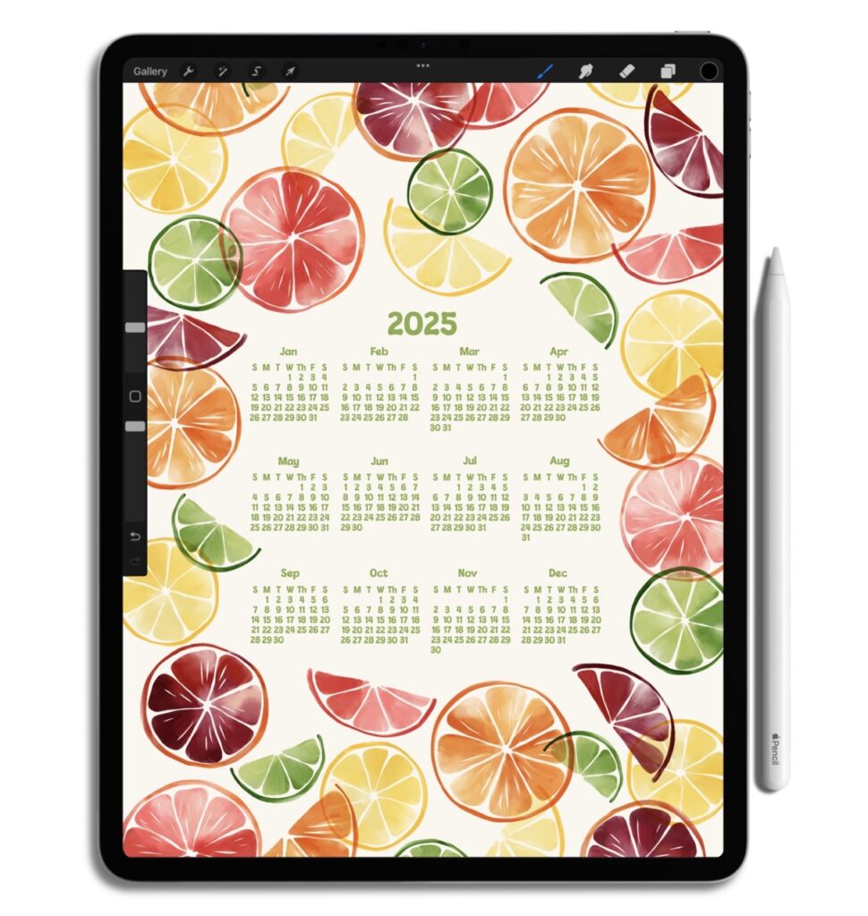 calendar wallpaper in procreate