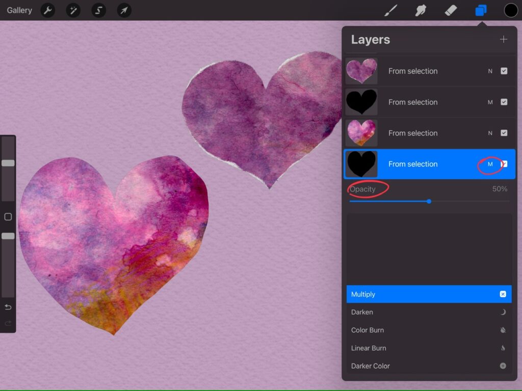 paper shadows in Procreate