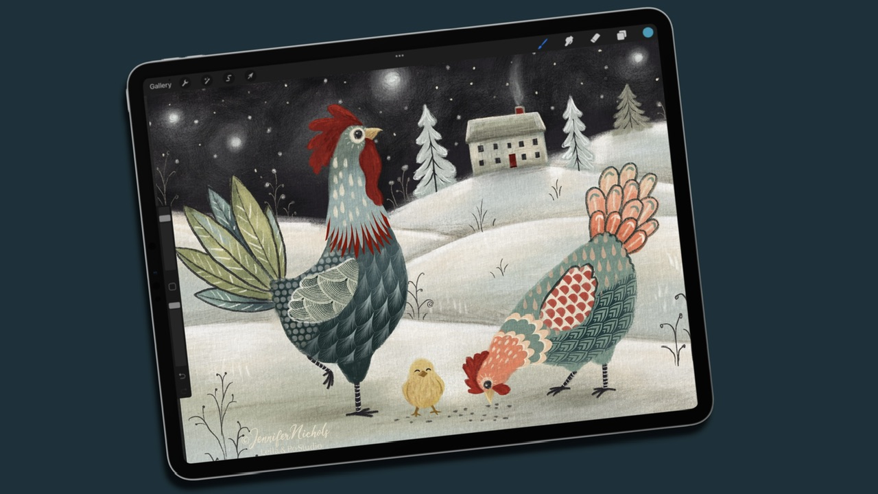 drawing chickens in procreate